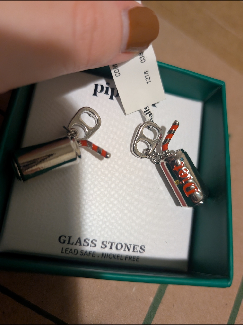 NWT Piper Silver Diet Coke Earrings